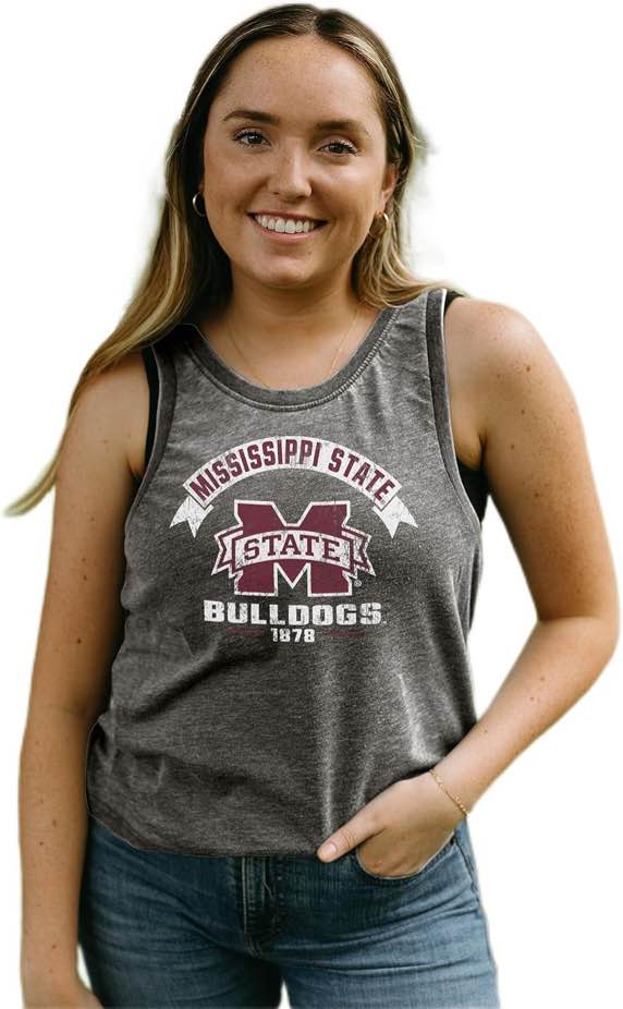 (Large) Blue 84 Women's NCAA Officially Licensed Tank Top Burnout Vintage Scholar