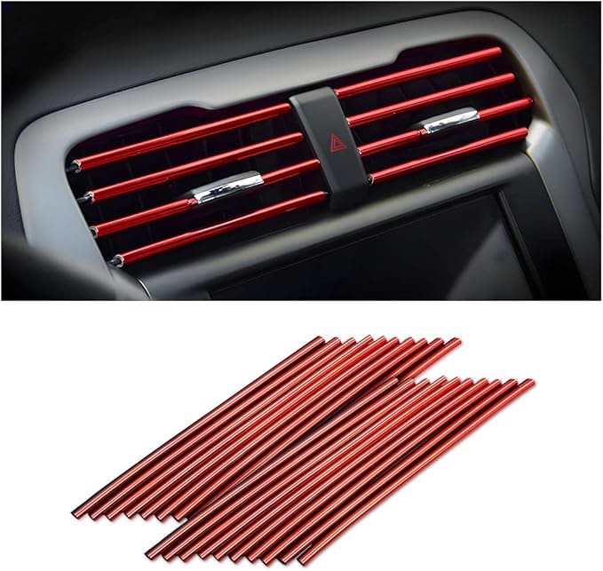 20 Pieces Car Air Conditioner Decoration Strip for Vent Outlet Interior Accessories (Red)