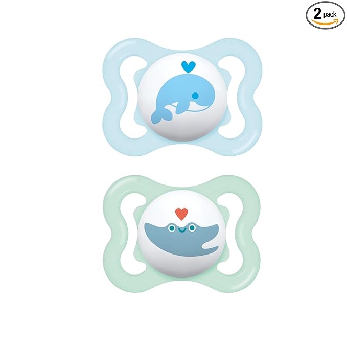 MAM Silicone Mini Air Pacifiers (2-Pack) — Mam Sensitive Skin Pacifier 0-6 Months, Best Pacifier For Breastfed Babies, Baby Boy Pacifiers (Animal Print)