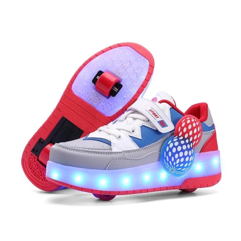 roller shoes for kids boys girls fashion fun wheels sneakers children roller skate shoes (uk 6 / us 6.5)