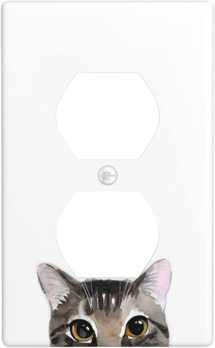 Cute Cat Outlet Cover Duplex Receptacle Decorative Wall Plate Electrical 1 Gang Decorator Faceplate Plug Socket Cover for Home Decor