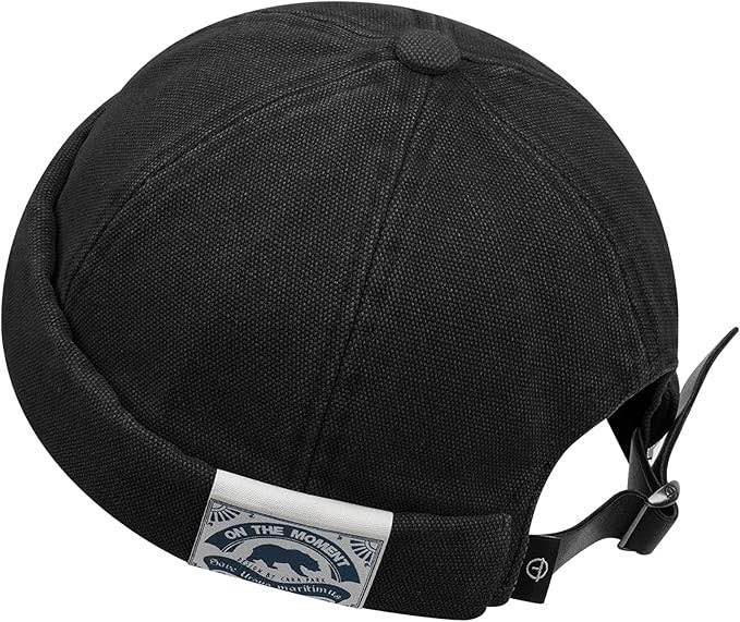 CLAPE Thick Cuff Brimless Caps for Men Washed Cotton Retro Worker Hat Rolled Cuff Harbour No Visor Sailor Fisherman Leon Hat