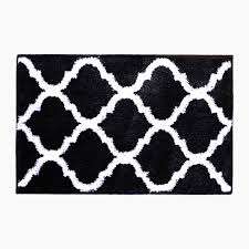 Bathroom Rugs Bath Mat, Super Soft and Water Absorbent Microfiber Striped Bath Rugs, Non-Slip Shaggy Bath Mats, Extra Thick Machine Washable Carpet for Tub Shower Bath Room (Navy Blue, 16"x24")