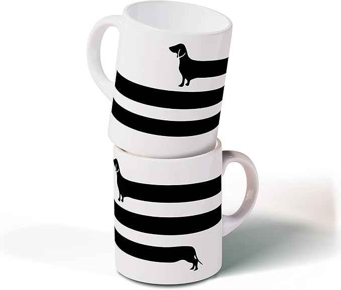 DOTAIN Funny Black Long Dachshund Dog Coffee Mug Ceramic Cup(11oz),Double Side Printed,Funny Long Dachshund Dog Mug Gifts For Dachshund Dog Lover Owner Mom Mother
