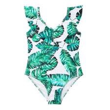 (Size 8-9Y) PATPAT Swimsuits for Girls Tropical One Piece Bathing Suit Monokini Swimwear Beachwear, Bluegreen, 8