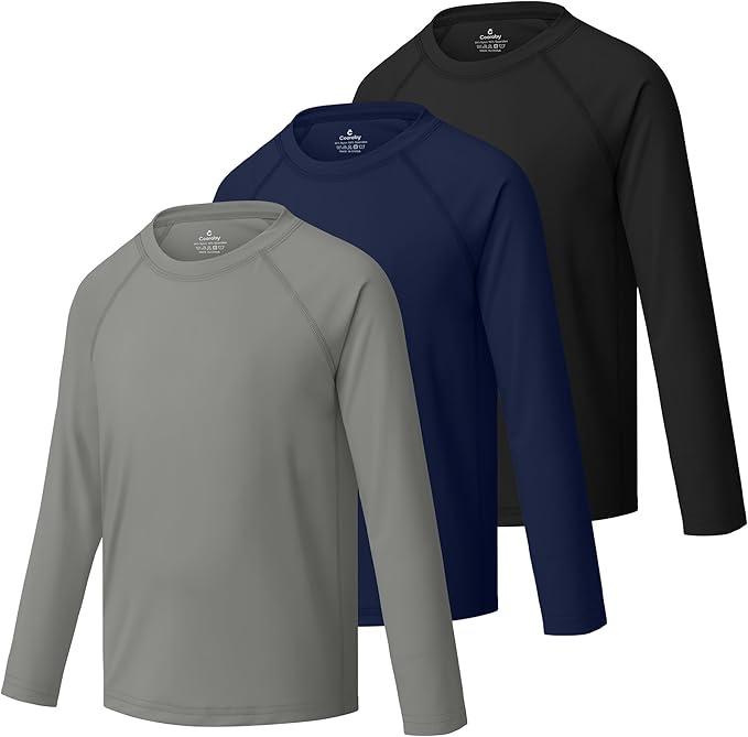 Cooraby Boys' UPF 50+ Long-Sleeve Rash Guard Athletic Swim Neon Shirt Kids Sun Protection Swimwear Toddler Boys' Swim Shirt