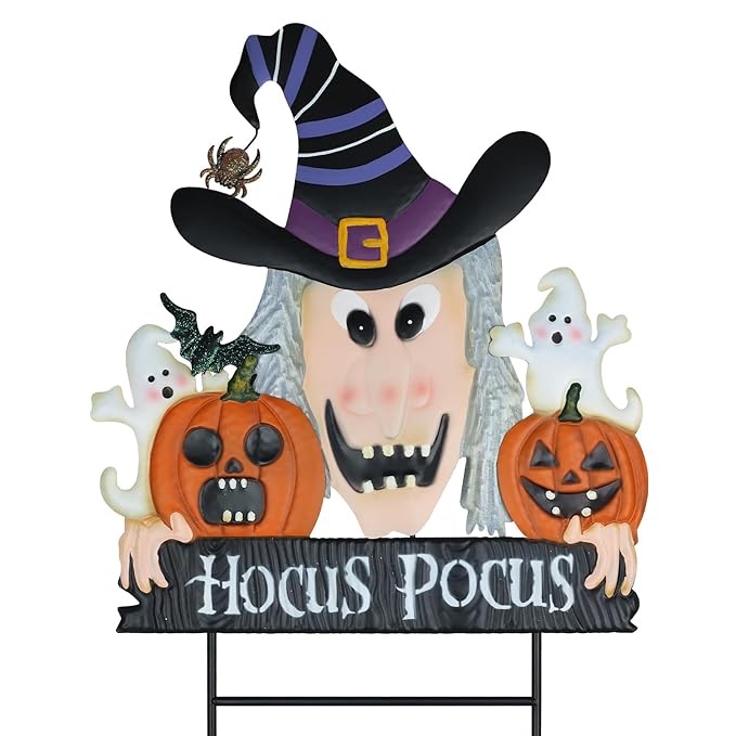 hogardeck Halloween Decorations Outdoor, Metal Decorative Garden Stakes with Pumpkins Halloween Decorations for Home, Hocus Poucs Yard Signs for Garden Lawn Patio Decor