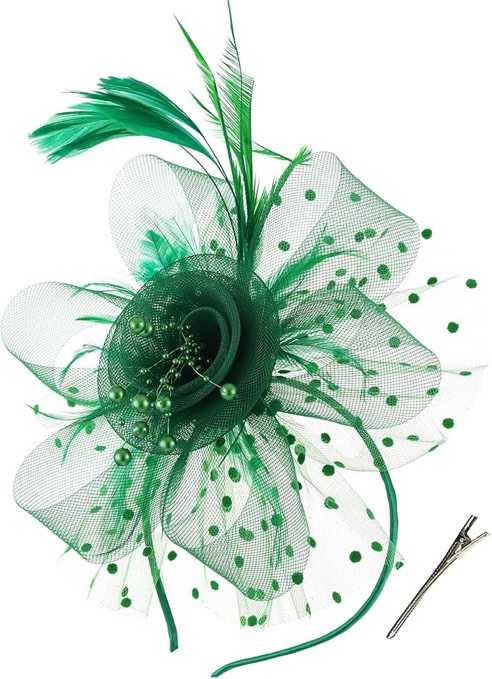Women's Fascinators Tea Party Wedding Mesh Flower Pearl Feather Fascinator Hat with Headband and Clip