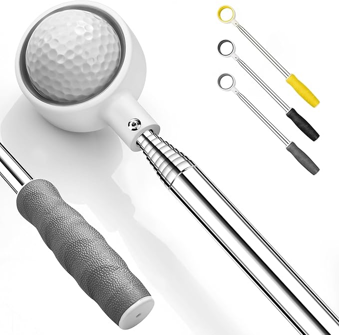 prowithlin Golf Ball Retriever, Golf Ball Retriever Telescopic, Ball Retriever Tool Golf with Rubber Loop, Non-Rust Golf Ball Retriever for Water, Excellent Golf Accessories Golf Gift for Men