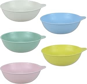 EIKS 5 Pack Mini Bowls Colorful Plastic Side Dish for Serving Snack Dessert Ice Cream Candy Condiment Meal Prep, Each Capacity 265 ml / 9 oz