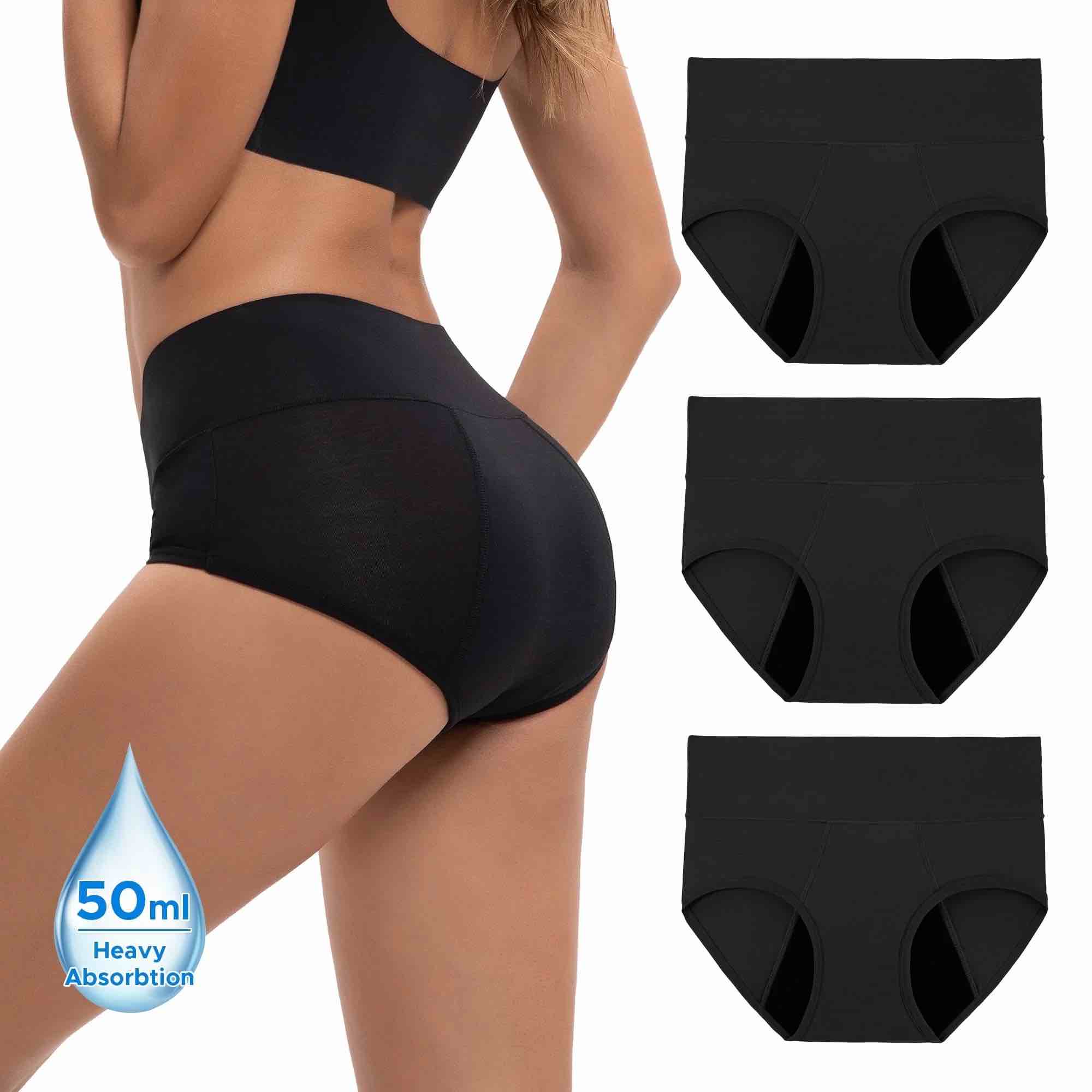 INNERSY Women’s Period Underwear (3-Pack, XX-Large, Black) — Content May Vary