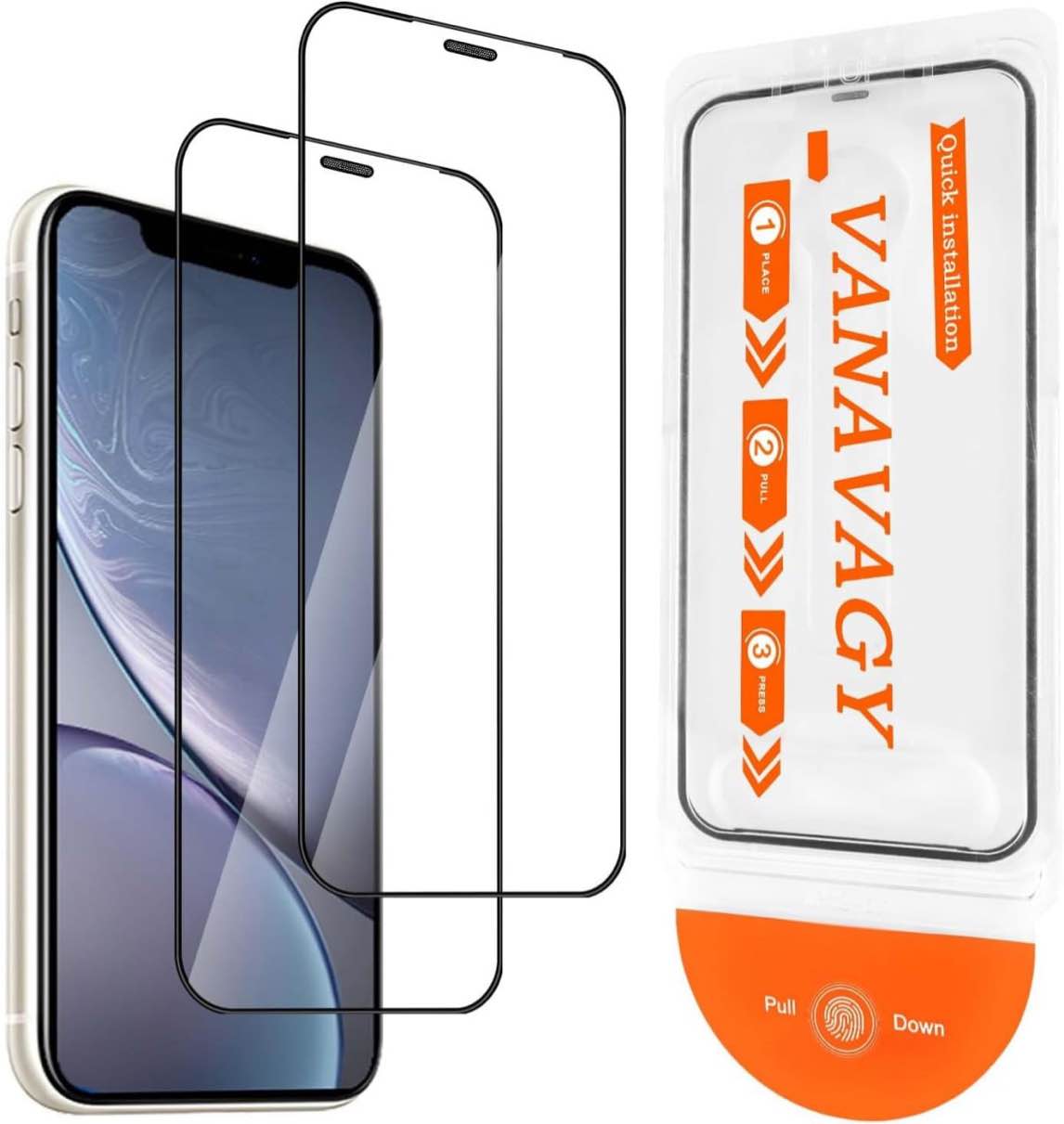 VANAVAGY Glass Screen Protector Compatible for iPhone 16 pro max 6.9 inch [2 Pack][Scratch Resistant], Camera Lens Protector included, Film with Frame Full Coverage Case for Easy Installation