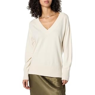 (Large) The Drop Maye Essential V-Neck Sweater Suéter, Blanco (Whisper White)