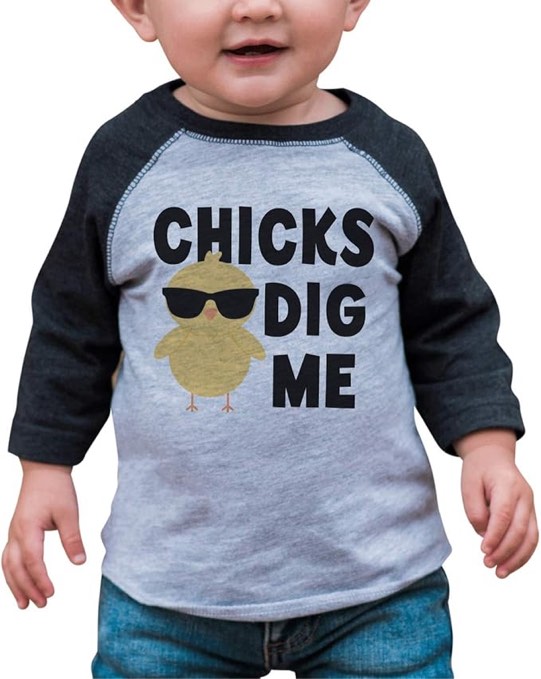 (3T) 7 ate 9 Apparel Boy's Dinosaur Little Brother Grey Baseball Shirt T-Shirt