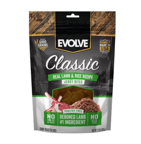 Evolve Classic Lamb & Brown Rice Jerky Bites Soft Dog Treats | 12 oz
