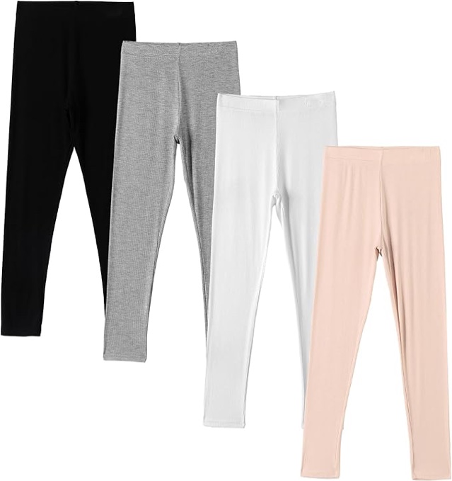chicduo 4 pack girls leggings yoga pants for kids full length stretchy pants girls solid basic leggings