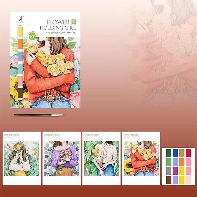 rgbmix 8x11'' watercoloring paper 4 sheets painting book arts water coloring pad paint stress-relief painting pad for long-lasting art painting supplies