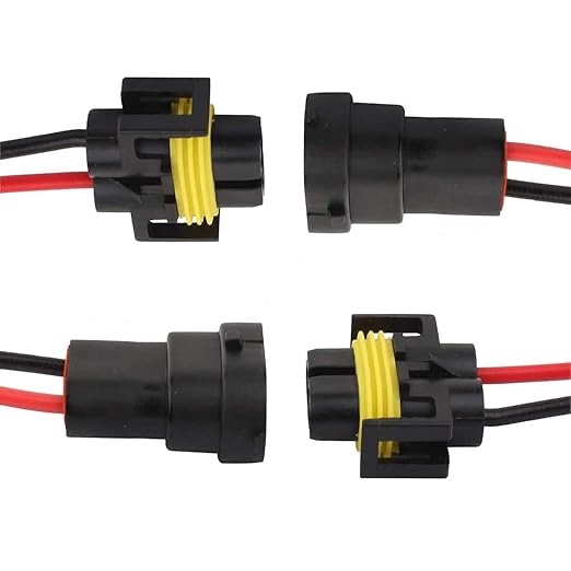 UGSHY 2 Pack H11 H9 H8 880 881 Female Adapter Wiring Harness Sockets Wire Connector for Spotlight Fog Lights (Black)