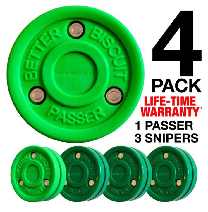 Better Biscuit 4 Pack - 1 Passer and 3 Snipers | Off-Ice Shooting, Stickhandling and Passing Pucks |