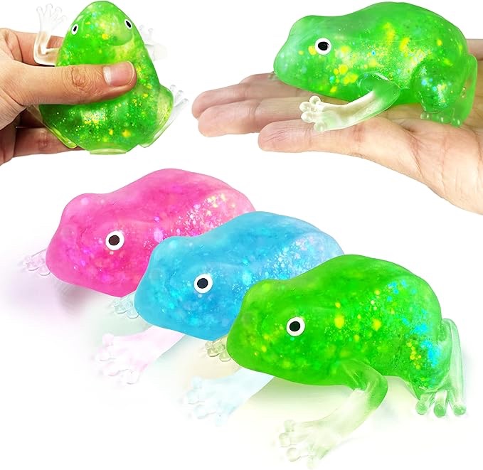Frog Sensory Toys Stress Balls for Adults (3PCS) Frog Squishy Toys for Kids, Squeeze Stress Ball Fid