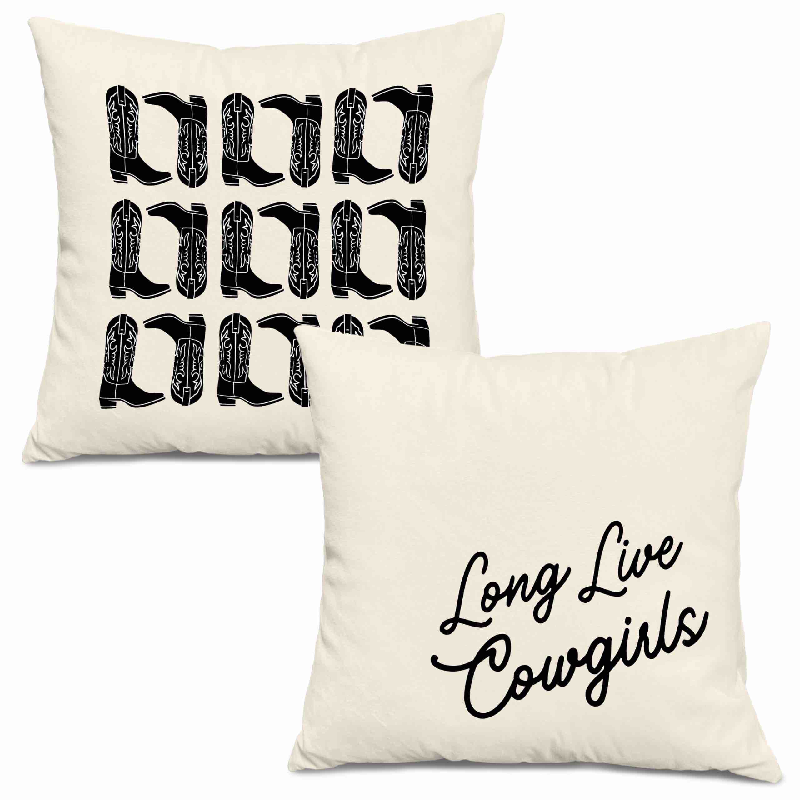 Long Live Cowgirls Western Pillow Covers 18x18 Set of 2, Coastal Cowgirl Room Decor, Cowgirl Bedroom Decor, Western Room Decor for Teen Girls, Cowgirl Stuff, Western Gifts for Women