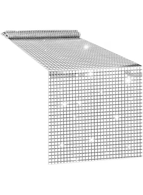 BDDC 2 Pieces Silver 13 x 108 Inches Glitter Table Runner, Mirror Effect Disco Party Table Runner Retro, Silver Table Decor for Disco Party, Decorations for Birthday Bachelorette Dance Party