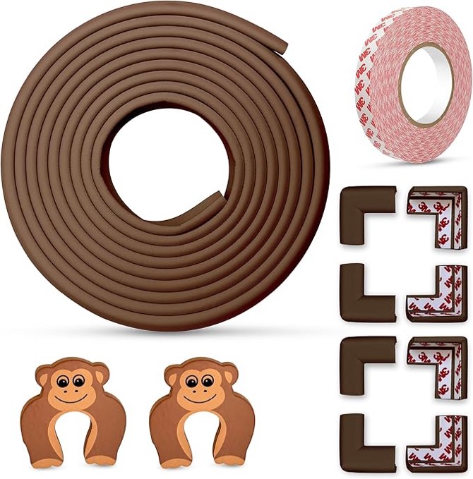 Baby Edge and Corner Protectors Thick - 18 Feet Foam Edge Protector with 8 Foam Corner Guards, 3M Ad