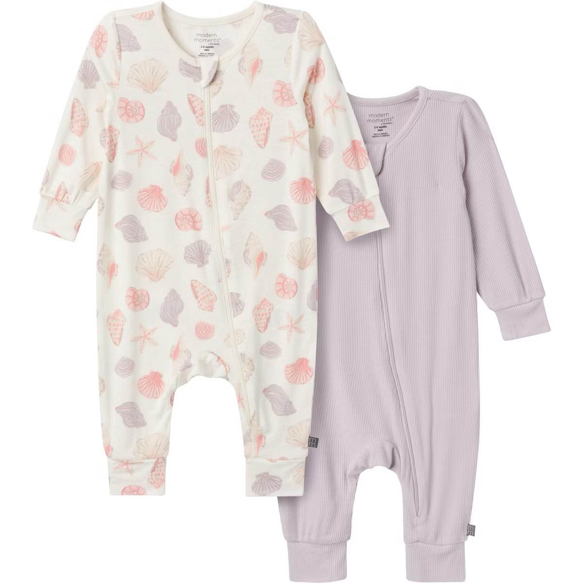 (6-9 M) Modern Moments by Gerber baby-girls Viscose 2-pack Long-sleeve Coveralls