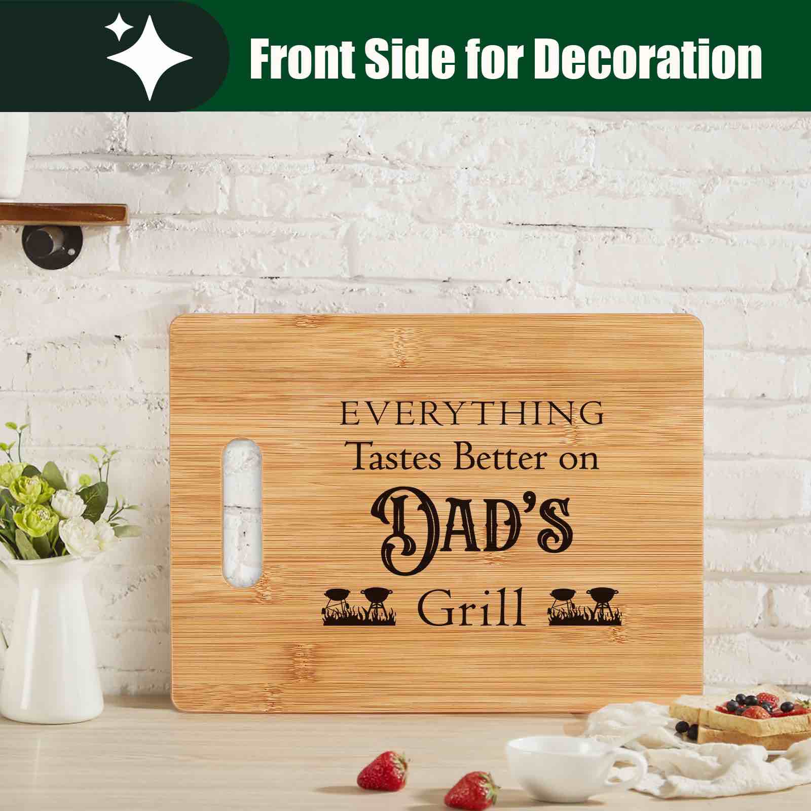 Gifts for Dad from Daughter Son Best Father's Day Engraved Bamboo Cutting Board for Dad Unique Grill BBQ Gifts for Daddy Papa