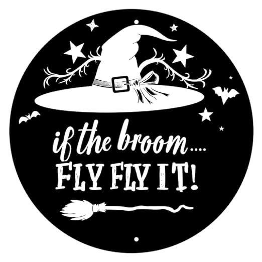 Generic Gothic Witch Round Aluminum Sign Vintage if the Broom Fly Fly It Halloween Metal Sign Suitable for Home Bar Cafe Office Room Restaurant Garage Decor 8x8 inch