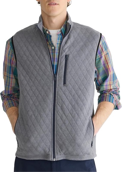 Locachy Men's Quilted Fleece Vest Casual Full Zip Stand Collar Waistcoat Sleeveless Jacket Warm Outdoor Vest