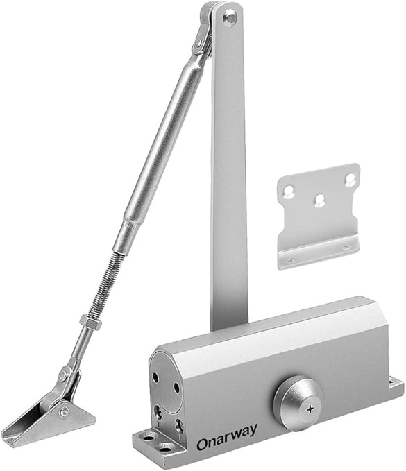 Onarway Automatic Door Closer for Home: Size 3 Spring Hydraulic Closure with Adjustable Speed for Residential and Light Commercial Doors (99-132lbs) | Soft Close & Easy Install