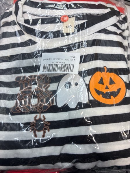 MODNTOGA Toddler Baby Halloween Outfits Ghost Print Dress Kids Girls Halloween Ghost Dress Striped Long Sleeve Tutu Skirts (Ghost, 7-8 Years)