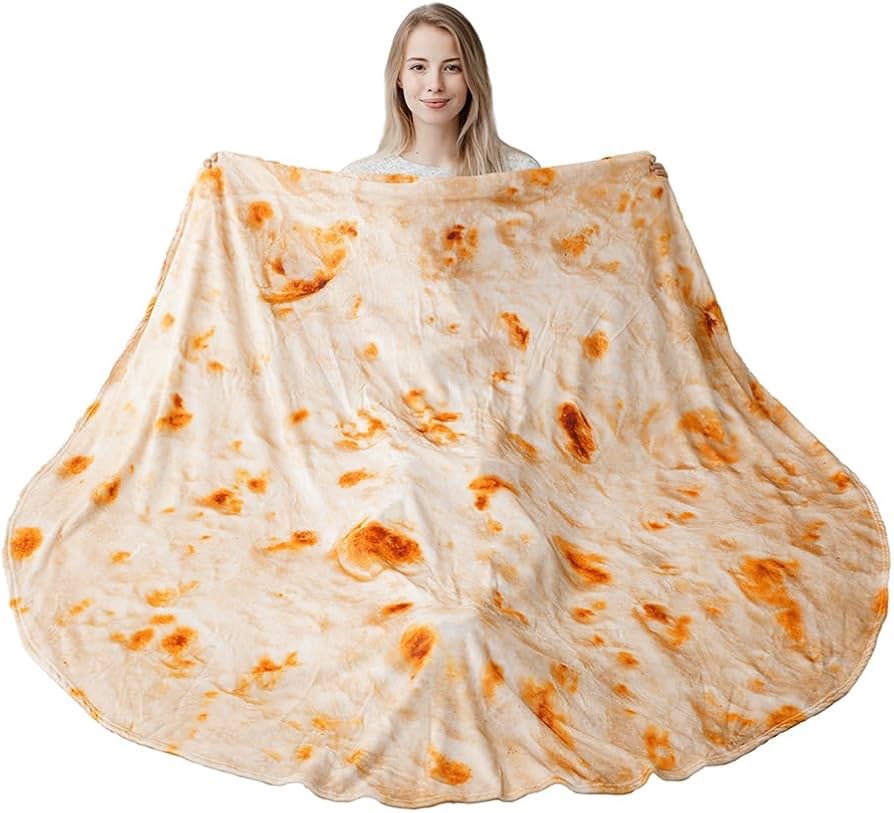 Burritos Tortilla Blanket for Adult and Kids, Funny Soft Flannel Taco Blanket Ideas