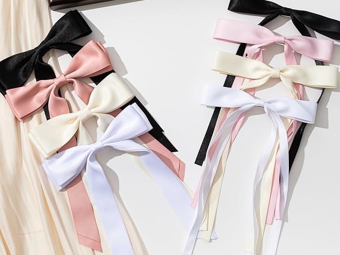 Satin Bow Hair Clips With Long Tails for Women, Girls, Toddlers and Kids