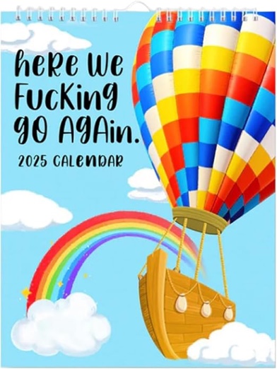 Here We Fucking Go Again Calendar 2025 - Funny Sweary Wall Calendar 2025 - Perfect Gag Gift for Home Office Friends