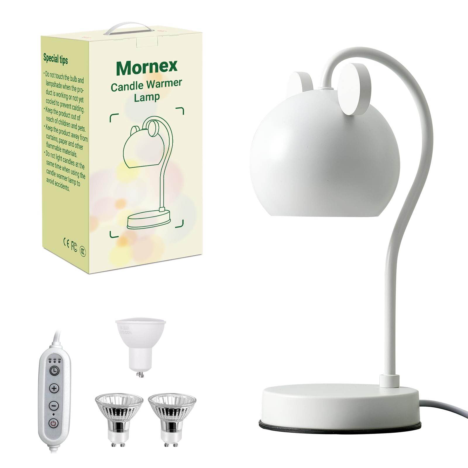 Mornex Candle Warmer Lamp with Timer 2/4/8h, Dimmable Candle Warmer with 3 Bulbs for Home Decor, Christmas/New Years/Valentine's Day/Birthday/Housewarming Gifts for Women/Mom/Wife/Girlfriend (Green)