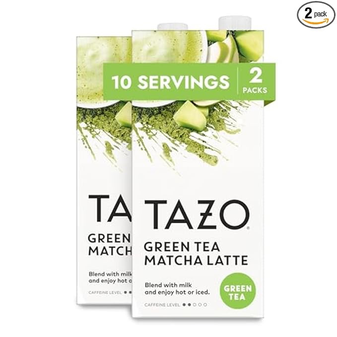 TAZO Green Tea Matcha Latte Concentrate, Sweetened with Notes of Honeydew Melon & Tropical Fruit, for Hot or Iced Lattes, Mocktails, Easy-to-Serve, 32 oz Carton (Pack of 2)