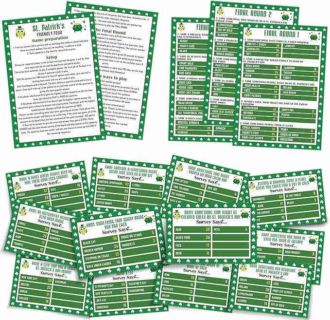 QOFO St. Patrick's Day Party Friendly Feud Game,St.Patrick's Day Family Feud,Holiday Party,St.Patrick's Day Party Game,Class Party Game,Family Feud Quiz,Family Activity,Feud Trivia Quiz-1