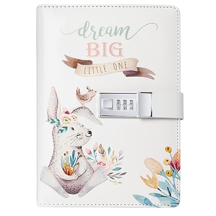 JunShop Journal with Lock for Boys Girls Combination Lock Diary Bohemian Style A5 Password Locking Notepad Personal Planner Organizer (Rabbit)