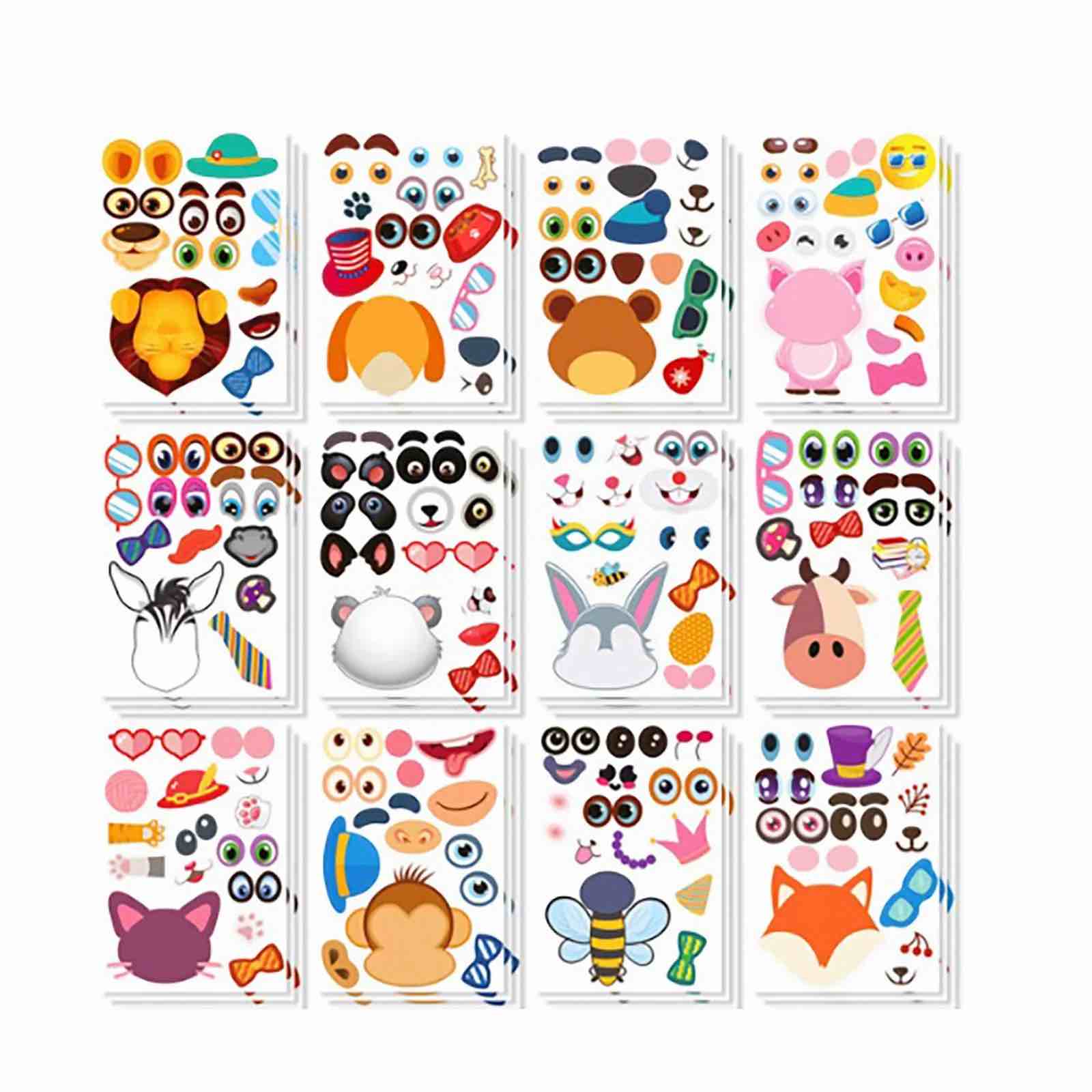 Cute Make a Face Stickers for Kids with 8 Styles, 24 Sheets Princess Stickers Asverbet Cartoon Stick