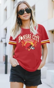 Oversized Football Jersey Tshirt Women Game Day Graphic V-Neck Jersey Tees Football Team Fans Mesh Tshirt
