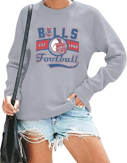 (X-Large) Football Sweatshirts Women Game Day: Football Letters Print Tee Game Day Long Sleeve Shirt Football Team Fans Tops