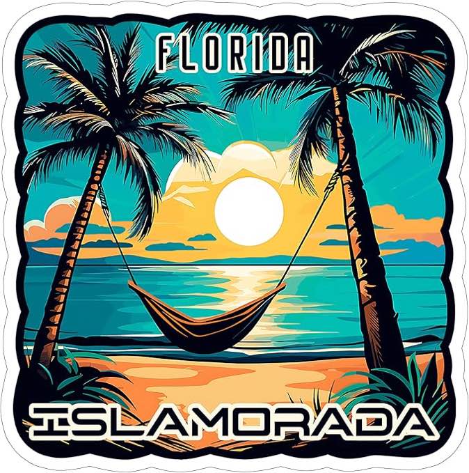 Islamorada Florida Sticker Weatherproof Vintage Decal Vinyl Small Waterproof for Water Bottle Mug Passport Scrapbook Laptop Tumbler Skateboard Phone 4" Funny Gift ID44990