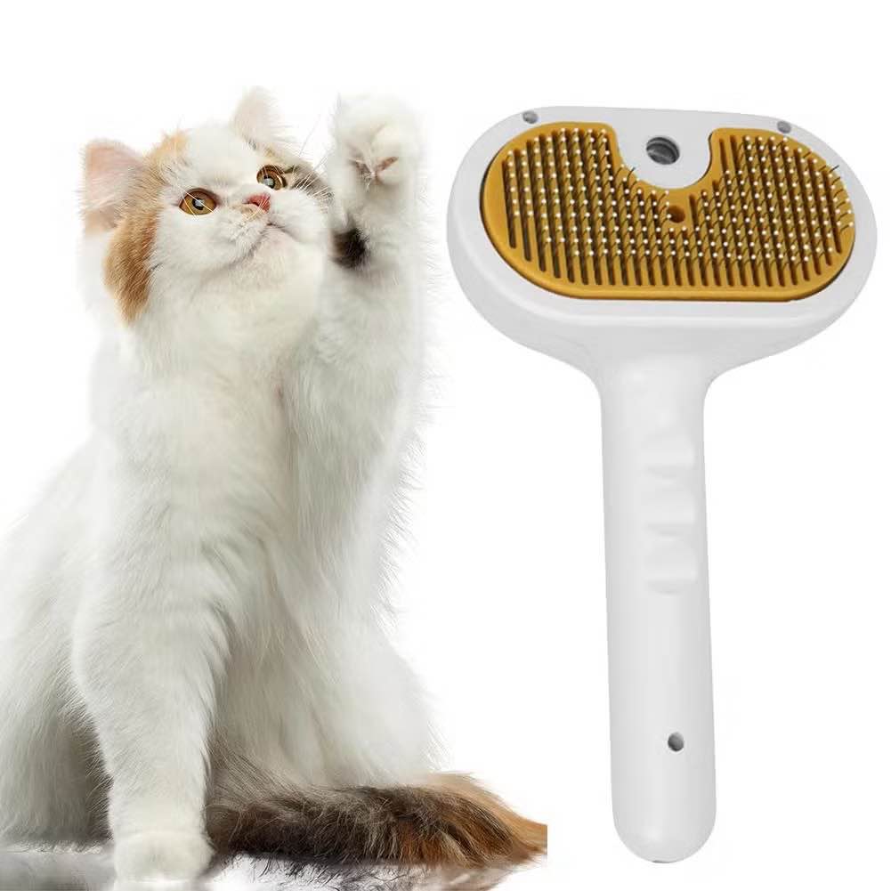 Cat Steam Brush with spray Mist Pet Hair Removal Comb Electric Pet Spray Brush for Effective Hair Removal Pet Cleaning and Grooming Supplies