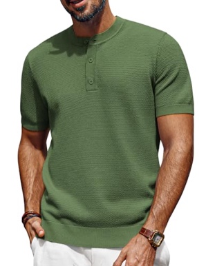 (Size 0XL) PJ PAUL JONES Mens Tees Short Sleeve Crewneck Henley Shirts Knitted Textured Shirt Solid T-Shirts Summer Top