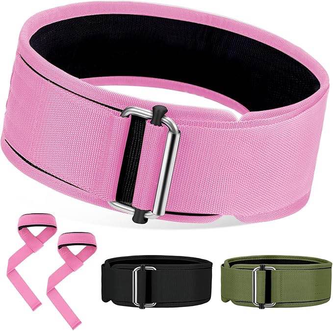 Weight Lifting Belt and Lifting Straps: Weightlifting Gym Belt for Men Women Deadlift Squats Belt for Bodybuilding Workout