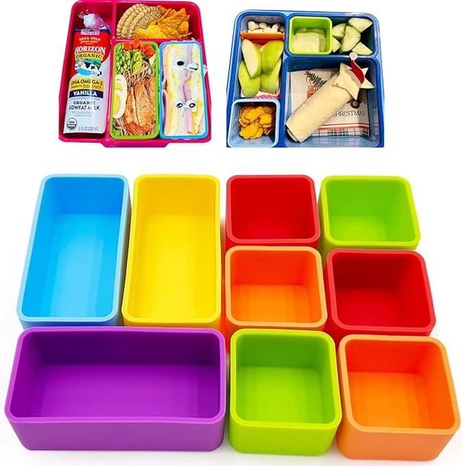 liamasum Silicone Lunch Boxes Reusable Bento Box Divider Accessories Meal Prep Containers