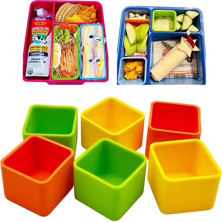 liamasum Silicone Lunch Boxes Reusable Bento Box Divider Accessories Meal Prep Containers