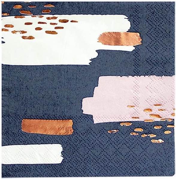 Harlow & Grey Erika Navy Party Napkin Set, 60 Ct, 6.5” Modern Abstract, Disposable Paper Cocktail, B